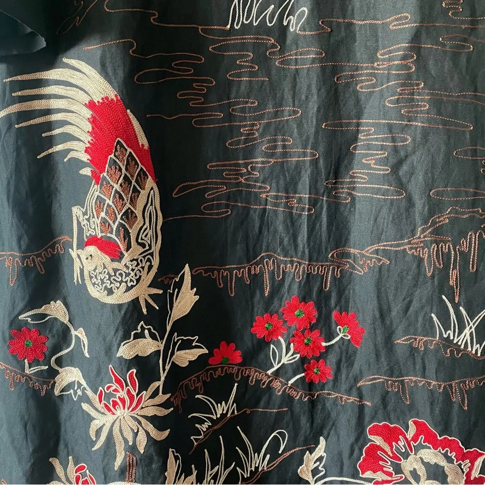 Vintage SUE WONG Floral Print Embroidered Appliqué  Asian Inspired Trench Coat - Picture 13 of 16